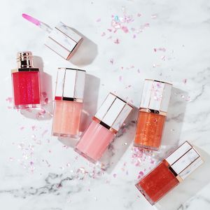 Octagonal marble container cosmetics makeup custom private label lipgloss vendor lip gloss