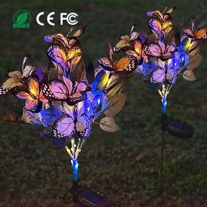 75cm Constant Light Silk Fabric Solar Butterfly Ground Light Outdoor Landscape Decorative Light For Garden