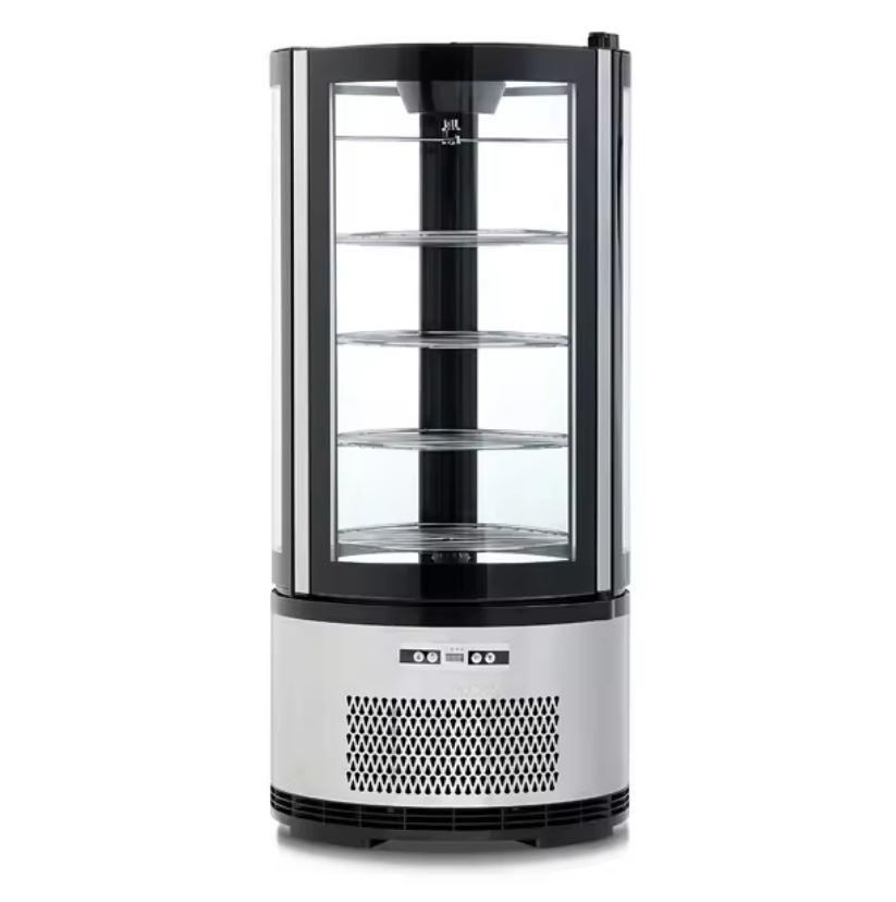 Nanjing Aleya Trading Co.,Ltd Cake refrigerator showcase commercial vertical cake bakery glass display cylinder upright countertop cake showcase stainless