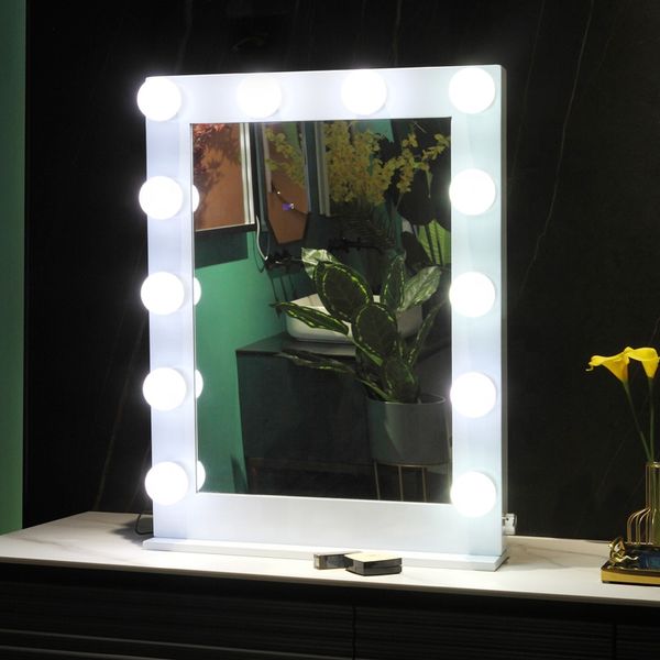 Small Size Girls Makeup Desktop Vanity Led Lighted Cosmetic Mirror For Bedroom