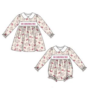 Christmas style  a series of  child clothes soft milk silk balloon dog letter OH CHRISTMAS TREE  patterns kids girl clothing