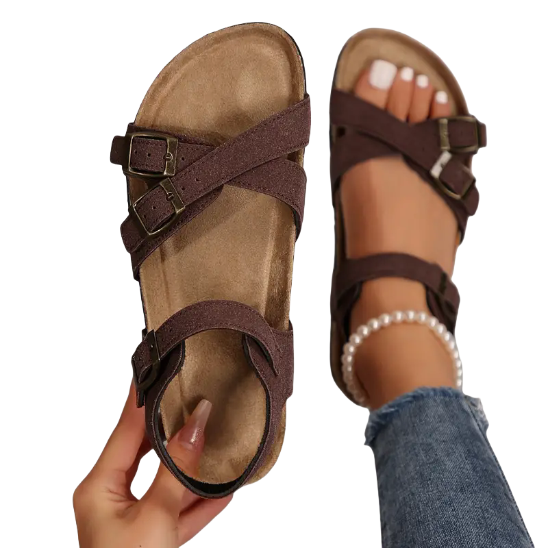 Fashion Design Cross Straps Cork Sandals for Women Comfort Ladies Platform Shoes Summer Fashion Open Toe Flip Flops Beach Shoes