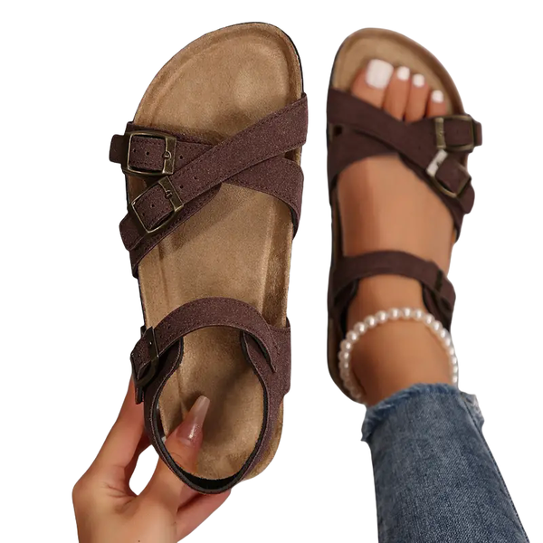 Fashion Design Cross Straps Cork Sandals for Women Comfort Ladies Platform Shoes Summer Fashion Open Toe Flip Flops Beach Shoes