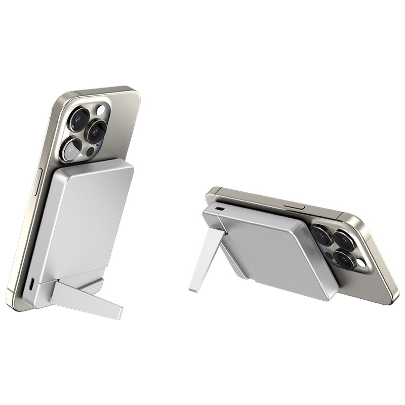 Custom Logo Wireless Charging Smart Watch Mobile Phone Aluminum Metal Case Foldable Magnetic Power Bank Portable