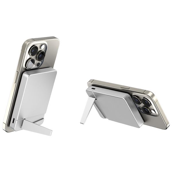 Custom Logo Wireless Charging Smart Watch Mobile Phone Aluminum Metal Case Foldable Magnetic Power Bank Portable