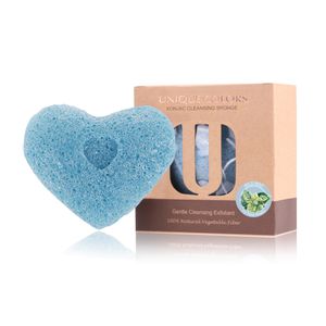 Super Soft Blue Love Exfoliating Bath Sponges for Shower Women & Men Natural 100% Konjac Sponge for Face Wash Scrubber