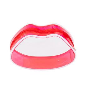 Custom Women Lip Shape Eco Friendly Transparent Red Clear Plastic Travel Cosmetic Makeup bags