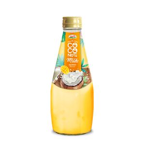 Coconut Milk with Nata De Coco 290ML Glass Bottle Ready to Drink Healthy Beverage Mango Flavor HALAL Soft Drinks Manufacturer