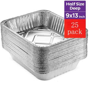 1000 Packs Oblong Aluminum Pans Half Size Disposable Takeout Food Foil Aluminum Containers  9*13 Tin Foil Trays with Foil lids