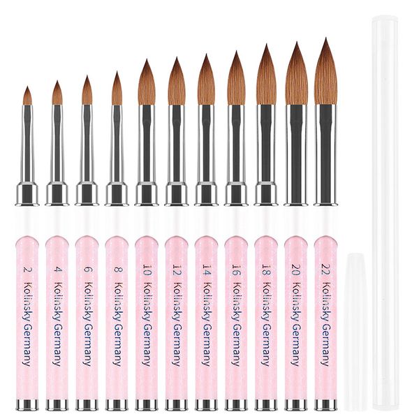 High Quality Pink Kolinsky Acrylic Nail Brushes Kolinsky Hair Bristles Round Shaped Nail Art Brush for Acrylic Application