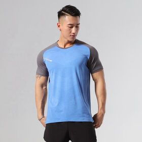 ODM Custom Contrast Color Reflective Quick Dry Running Men's Gym Shirt Workout GYM T shirt Seamless TOPS