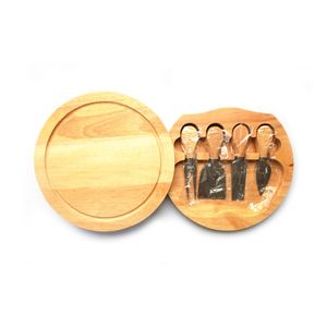 Wholesales Kitchen Natural Bamboo Wood Cheese Cutting Board Chopping Blocks Set With 4 Knife