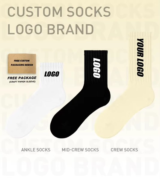 Custom Socks Design Own Logo Crew Socks No Minimum Order Private Your Label Cotton Man Sport Socks