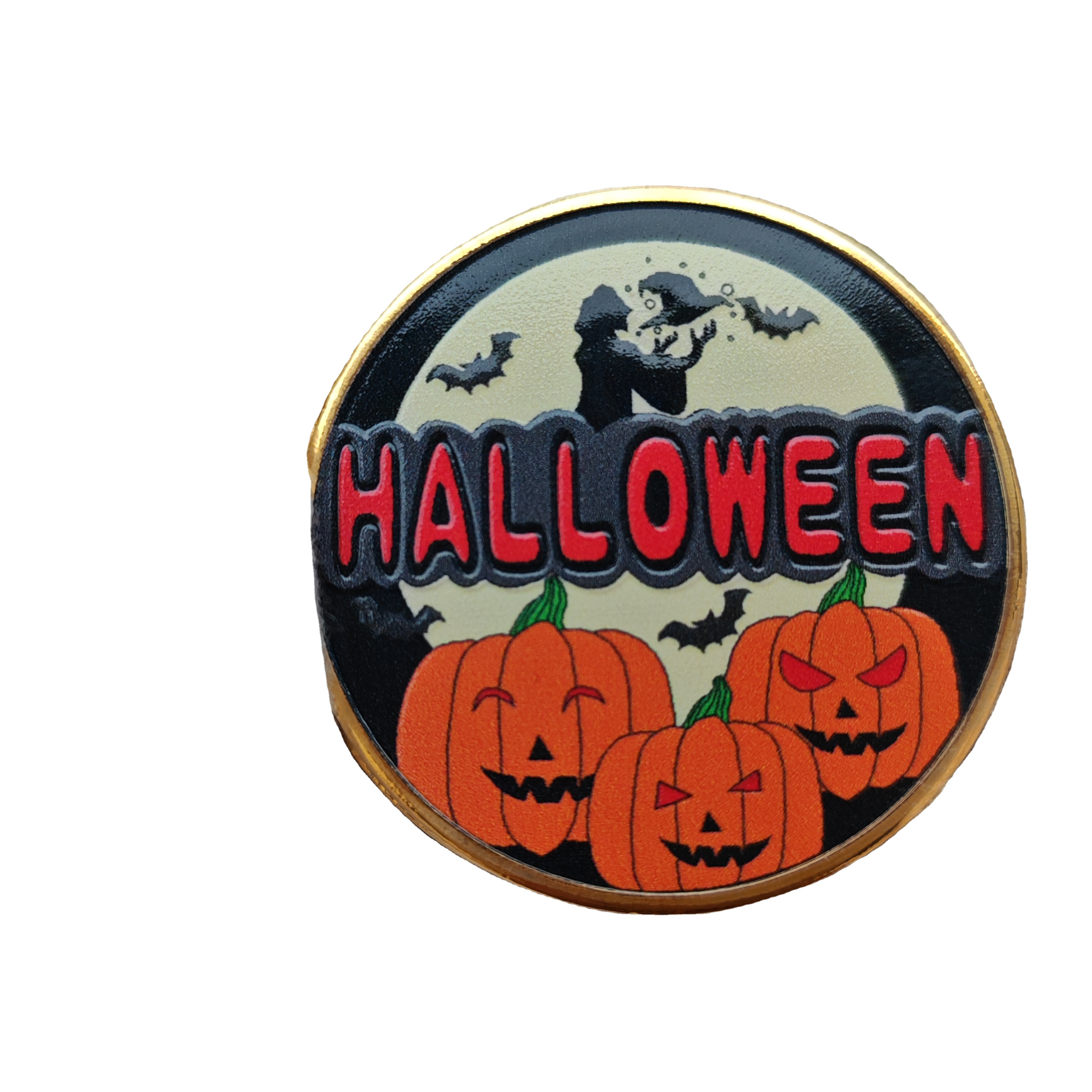 Pingyang Yiyang Crafts Factory Creative New Halloween Gift Collection Scream Grimace Horror Night Pumpkin and Bat Toy Gold and Silver Metal Coins
