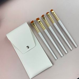 3PCS Eye shadow brush and eyeliner brush flat and thin with white Pu bag 5PCS makeup brush set