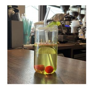 480ml Cola Glass Cup With Straws 16OZ popular Colored single-layer high borosilicate glass bottle 6pcs per box