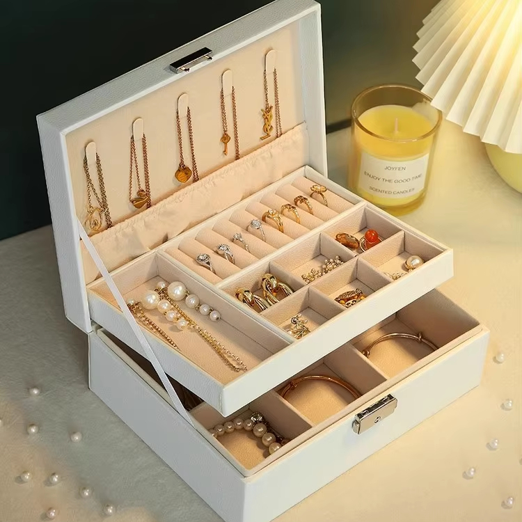 Hangzhou Ruiyun Trading Firm. New multi-layer large capacity high-end earring storage box, necklace storage box, jewelry storage box