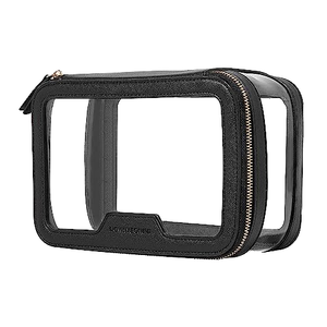 Custom Transparent Makeup Travel Pouch Large Capacity PU PVC Bag Zipper Half White Clear Cosmetic OEM Waterproof Bag Custom Logo