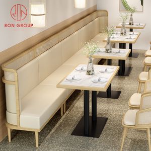 Coffee shop fast food restaurant sofa bench commercial cafe wood marble restaurant booth seating furniture table and chairs set