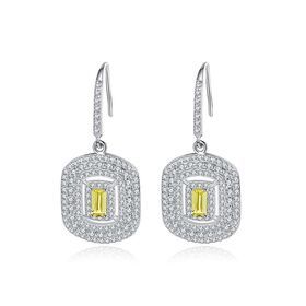 CZCITY 925 Silver Yellow Crystal Jewelry High Quality Sterling Silver Gemstone Drop Earrings