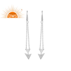 Handmade Long Drop Earring Manufacturer of Plain Silver Jewelry Arrow Ends Fine Sterling Silver Jewelry