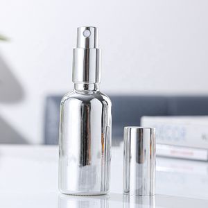 Customizable  Factory 5ml 10ml 15ml 20ml 30ml 50ml 100ml Silver Electroplated Glass Essential Oil Bottle with Sliver Dropper
