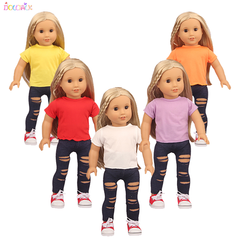 Dolltalk Hot Sale 18 inch American Doll Colorful  T-shirt and Trousers Sets