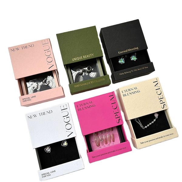 Low MOQ Hot Selling 120g Specialty Paper Rigid Cardboard Drawer Customized Jewelry Packaging Box With Sponge or PP inner box
