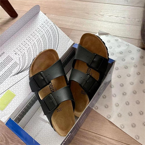 Dropshipping Birkenstocks Real Leather Fashion Fur Slippers For Men Leather Casual Slippers Unisex Flip-flops Slippers