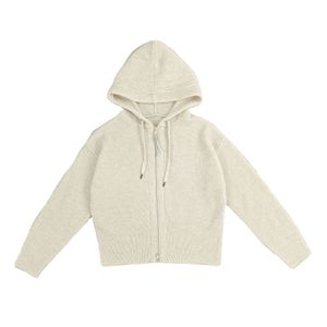 Custom Women High quality 100% Cashmere Knitted Ladies Hoodie Zip Sweater Cardigan Fashion Simple Hot Sales Wholesale