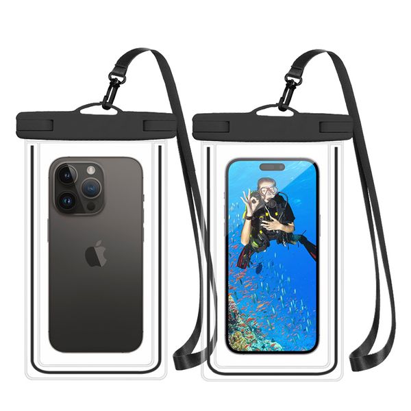 Free Sample Customized Logo PVC 7.5inch Size Underwater IPX8 Water proof Pouch Case Waterproof Phone Bag  for Mobile Phone