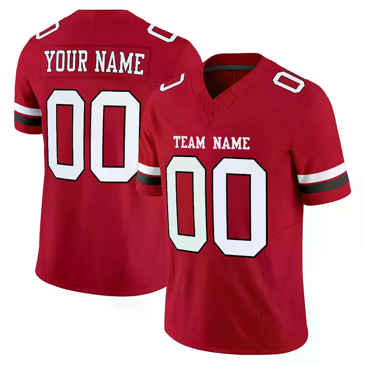 Custom Football Jersey - Red White-Black Authentic