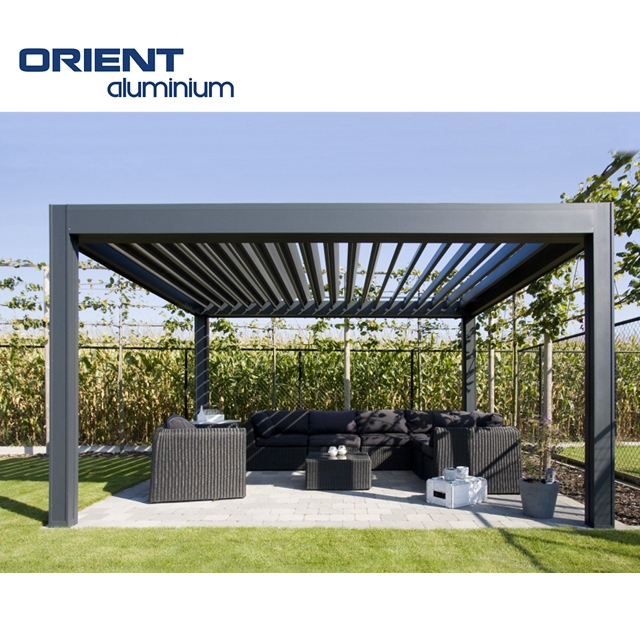 Orient Aluminium (weifang) Co., Ltd. Waterproof bioclimatica system 3x3 3x4 4x3 4x6 gazebo pergola motorized automatic louver roof outdoor garden aluminium pergola