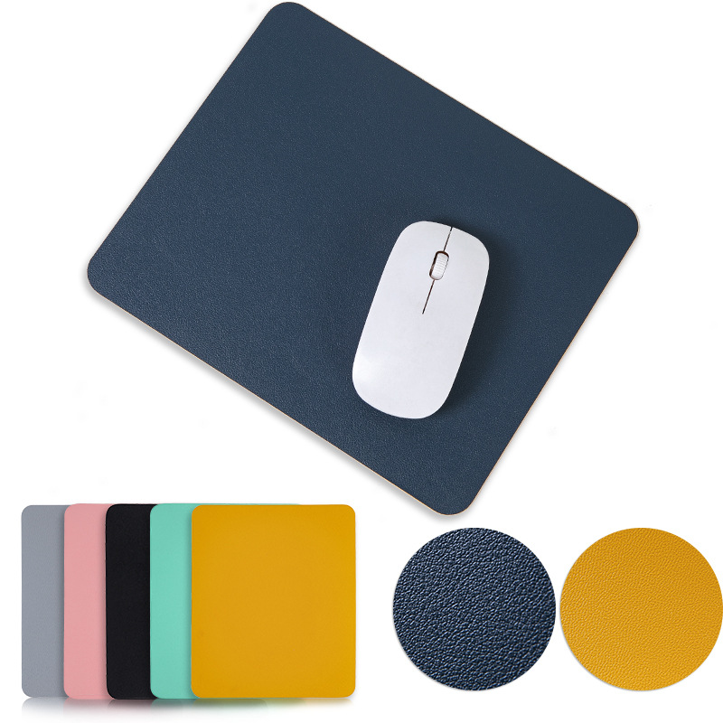 Minimalist Rectangular Solid Color PU Leather Mouse Pad For Household
