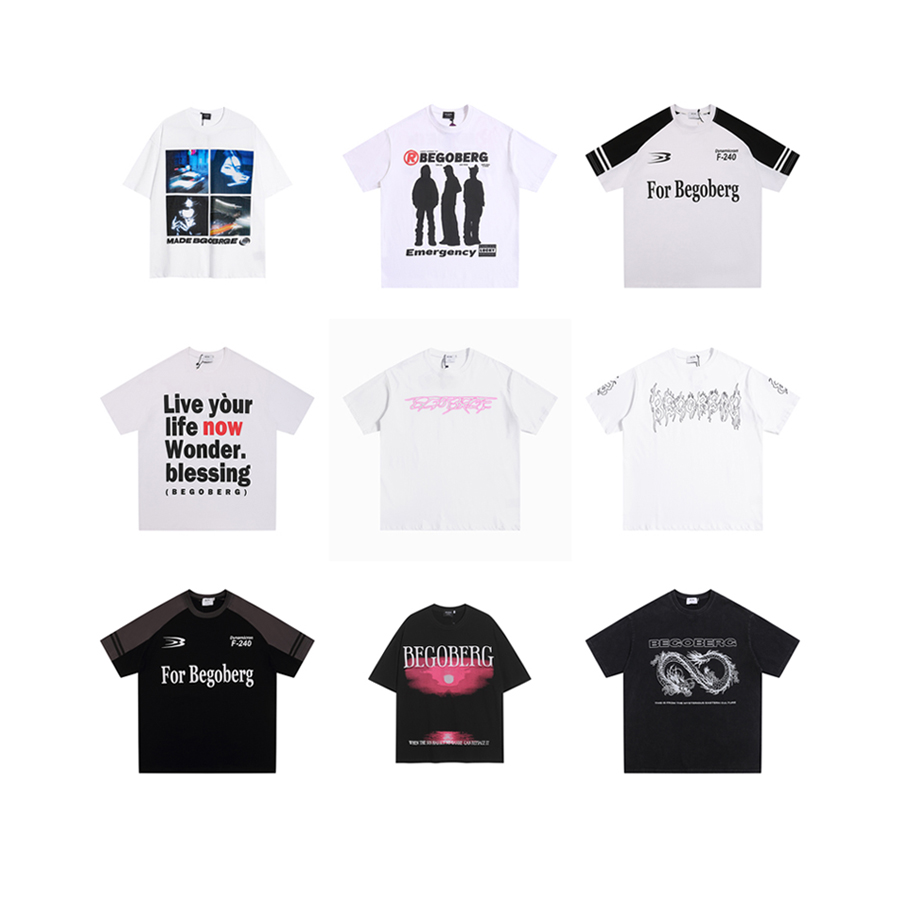 Wholesale Begoberg T-shirt printing oversized t shirt cotton hip hop drop shoulder streetwear men tshirt