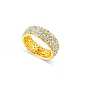 2.72ct Full-Pave Three-Line Natural Diamond Wedding Band for Anniversary Parties in 9K 14K 18K Gold Ring Jewelry