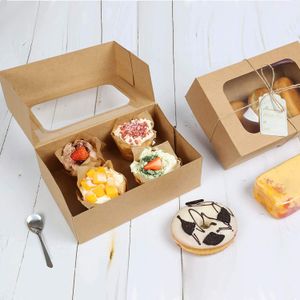 Wholesale 24 Pieces Wholesale Customized Kraft Paper Cardboard Packaging Transparent Bakery Box With Window