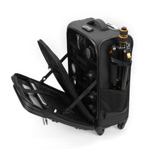Cwatcun D126 2.0  Waterproof Luggage Rolling Camera Bag DSLR SLR Trolley Heavy Duty Camera Roller Bag Backpack with Wheels