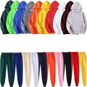 Men Sweatsuit Jogger Set Plain Blank Hoodies Custom Logo Embroidered Unisex 2 Pieces Cotton Hoodie Set