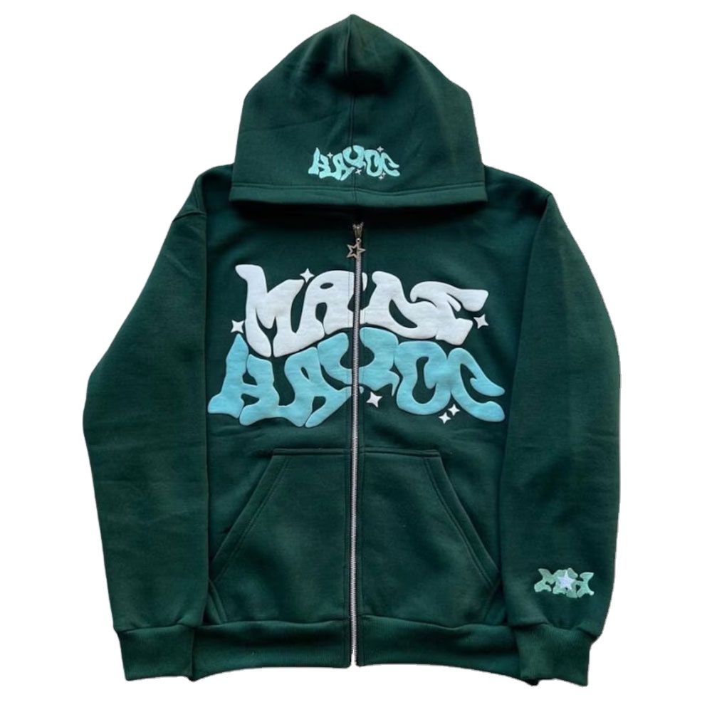 ALMIRS INTERNATIONAL Oem Service Breathable Printed Customized Design Puff Printing Hoodies Plus Size Best Selling Puff Printing Hoodies full zip us