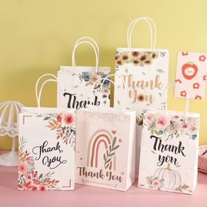 Wholesale in stock Thank You wedding Gift Bags Print Kraft Paper Bag shopping Jewelry Paper Bag Packaging with handle