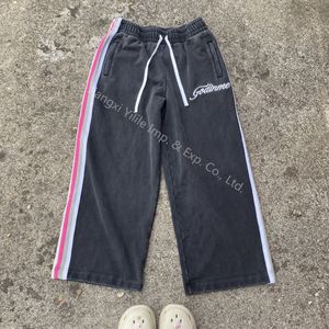 PT1188 Custom Acid Wash Jogger Pants High Quality Elastic Waist Sweatpants Men Embroidery Logo Wide Leg Baggy Track Sweatpants