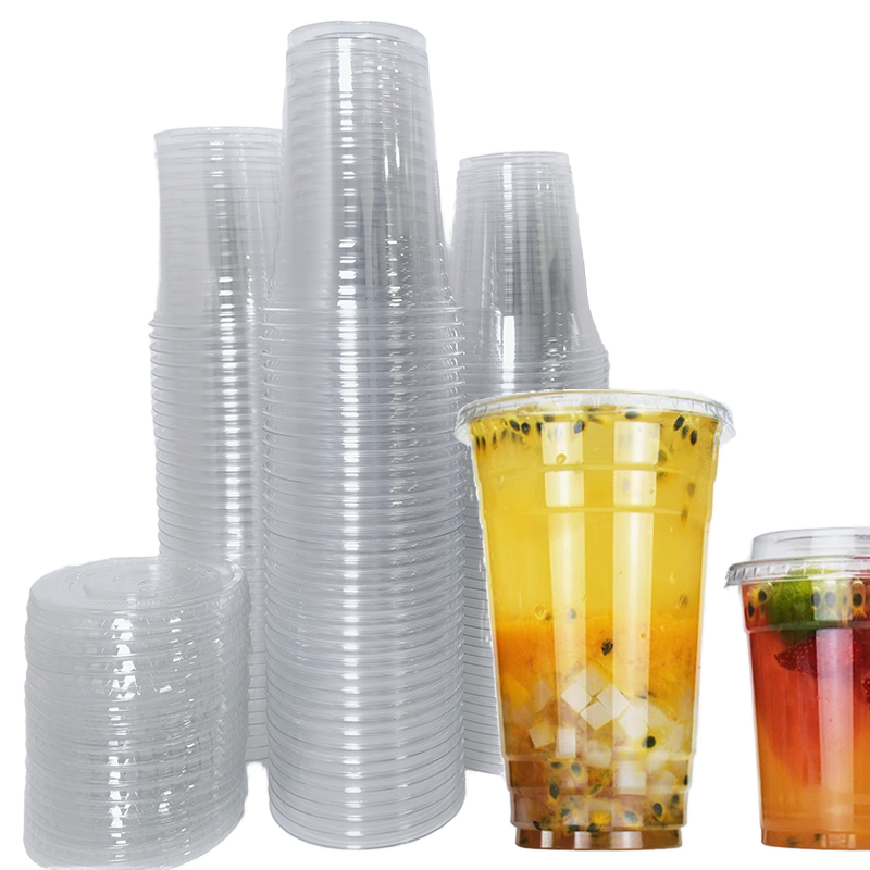 Shenzhen Jiwangjia Technology Co., Ltd. Factory Wholesale Plastic Cups 98mm Pet Plastic Cups with Lids For cold drink coffee boba cups Custom Logo