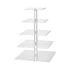 5 Tier Acrylic Square Cup Cake stand Clear Cupcake Holder Display Stand Dessert Pastry Tower Stand for Wedding