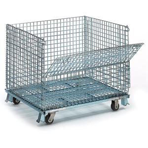 Wholesale Foldable Steel Storage Wire Mesh Container with wheels