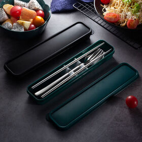 Portable cutlery set Spoon Fork Chopsticks Set Travel camping Utensils ss304  Korean cutlery set