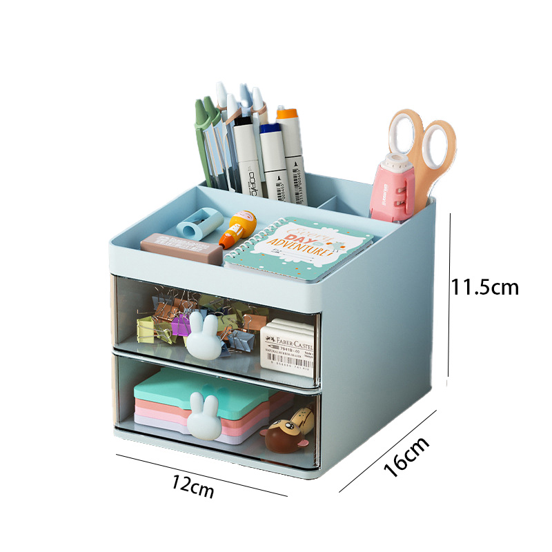 Yiwu Mubang Daily Necessities Factory Cute Plastic Desktop Storage Box Cartoon Cosmetics Storage Organizer Drawer Jewelry Box Plastic Container PS Modern Rectangle