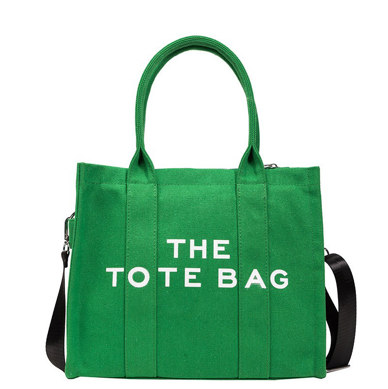 Popular Retro Women's 2024 New Color Collision Letters Handheld Tote Large Capacity Canvas Crossbody Bag