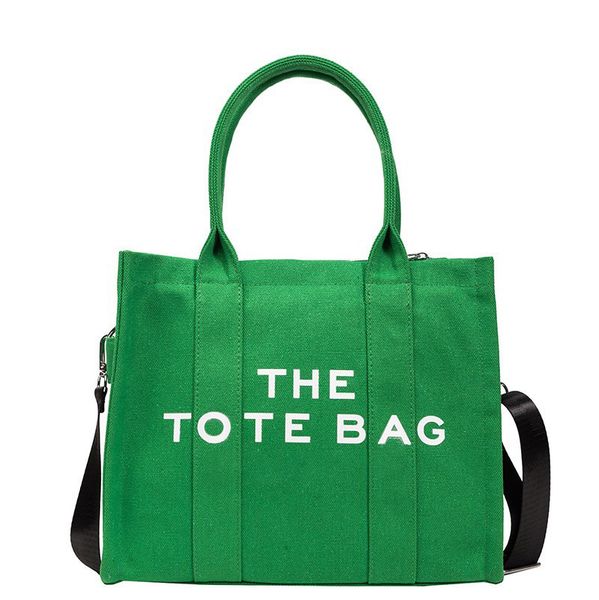 Popular Retro Women's 2024 New Color Collision Letters Handheld Tote Large Capacity Canvas Crossbody Bag