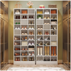 30 Pairs Tall Shoe Cabinet, 10 Tiers White Wooden Shoe Storage Rack for Closet, Entryway